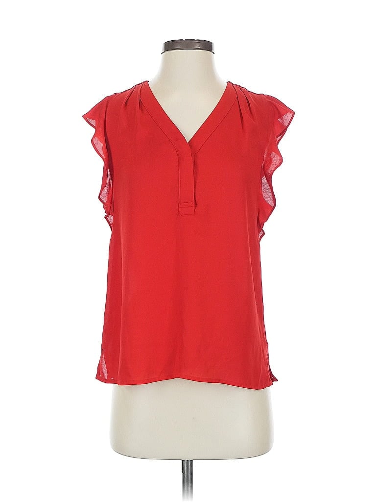 Pre-owned Express Short Sleeve Blouse In Red