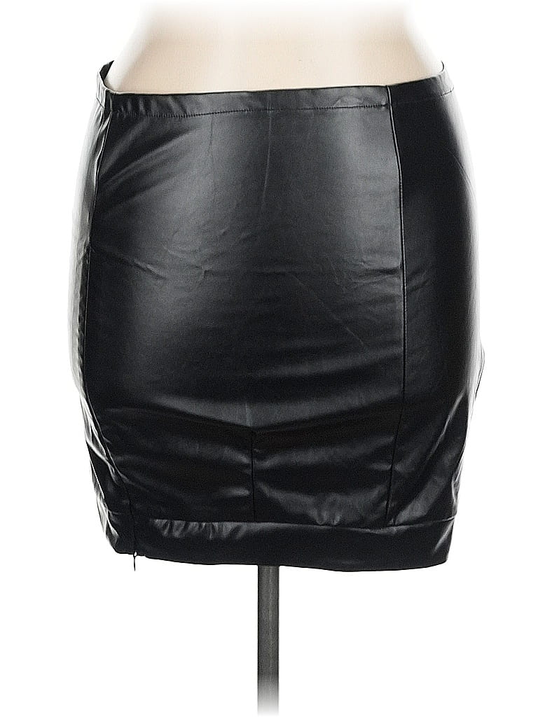 Pre-owned Unbranded Faux Leather Skirt In Black
