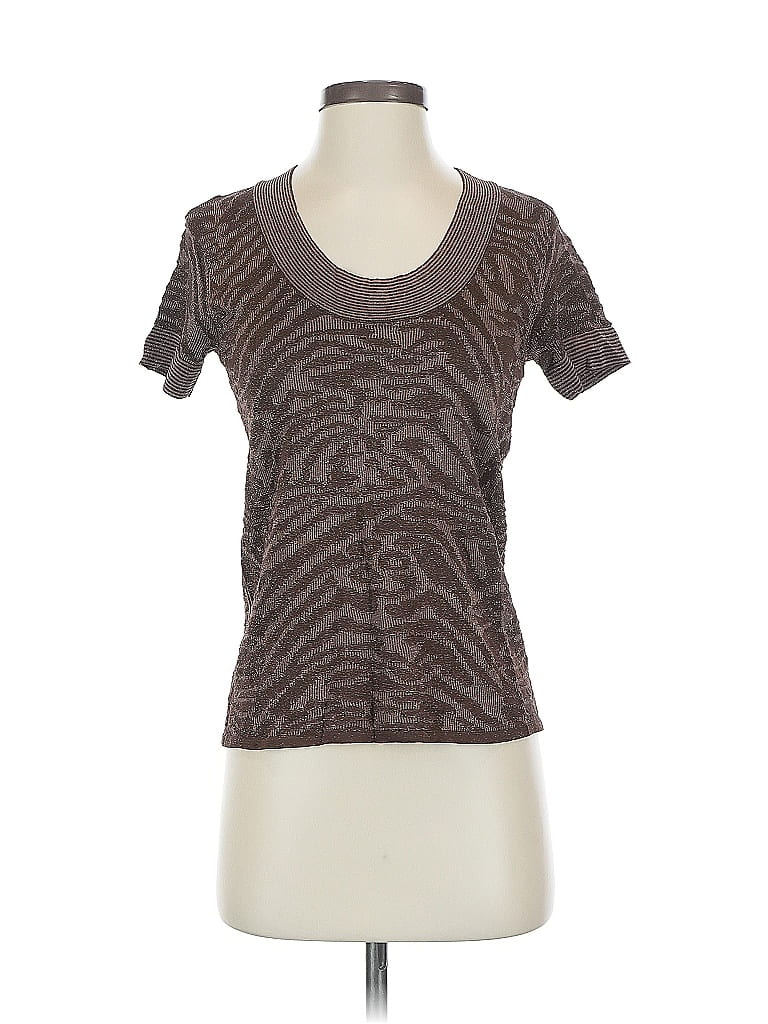 Pre-owned Doncaster Collection Short Sleeve Top Brown Scoop Neck Tops