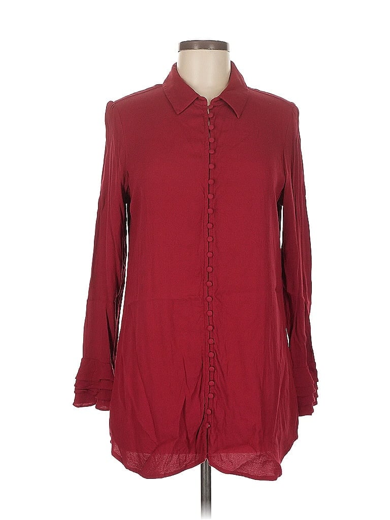 Pre-owned Soft Surroundings Long Sleeve Blouse In Burgundy