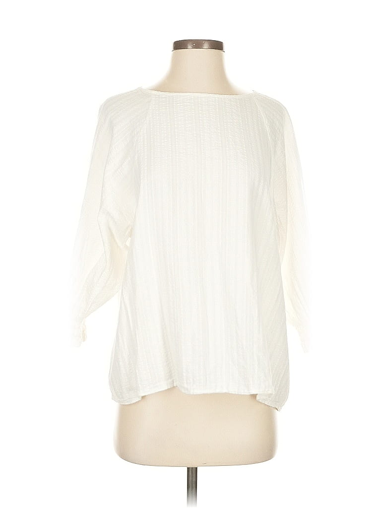 Pre-owned Uniqlo 3/4 Sleeve Blouse In White
