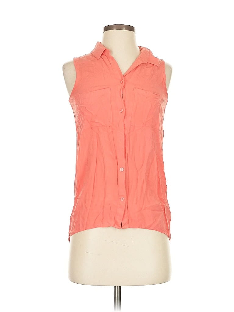 Pre-owned Divided By H&m Sleeveless Button Down Shirt In Orange