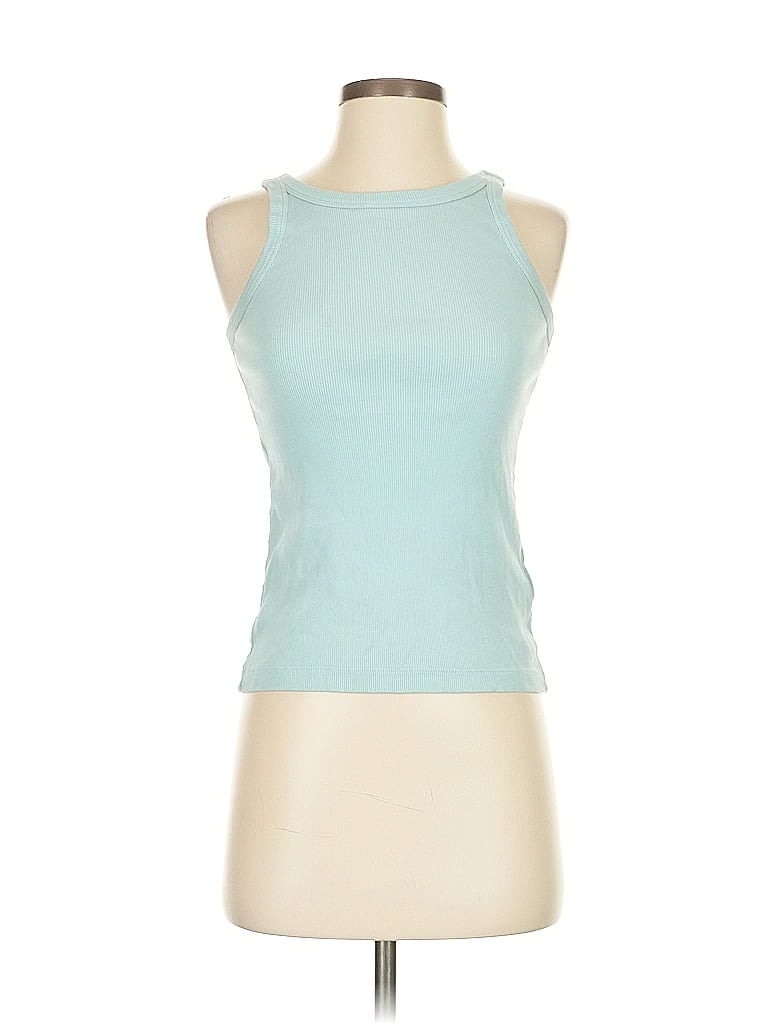 Pre-owned Levi's Tank Top Teal Halter Neckline Tops In Blue
