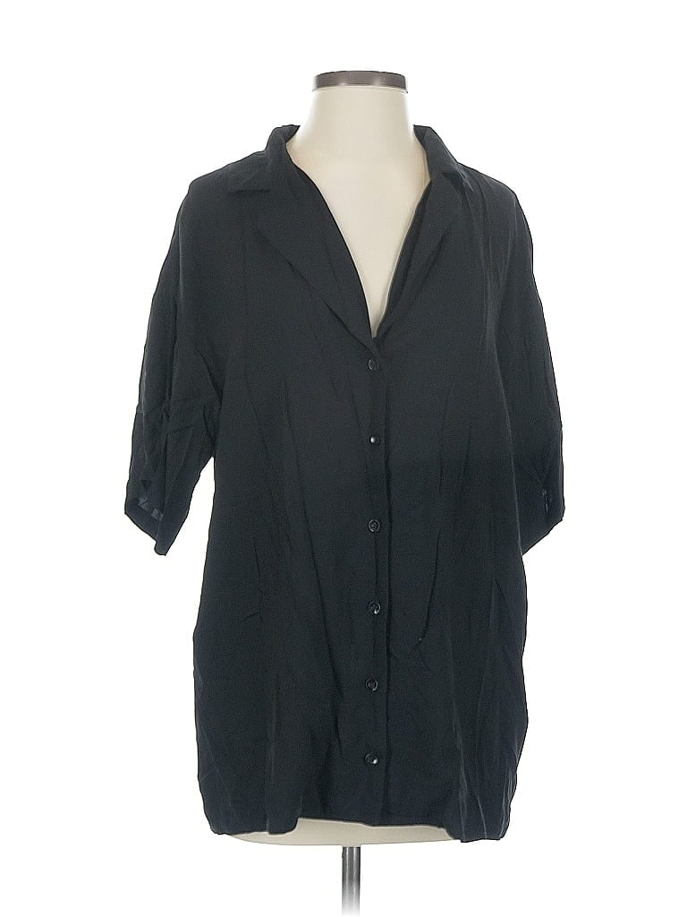 Pre-owned Princess Polly 3/4 Sleeve Button Down Shirt In Black