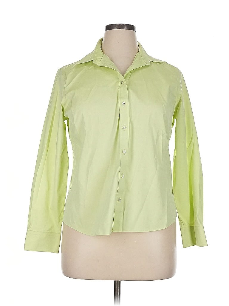 Pre-owned Lands' End Long Sleeve Blouse In Green