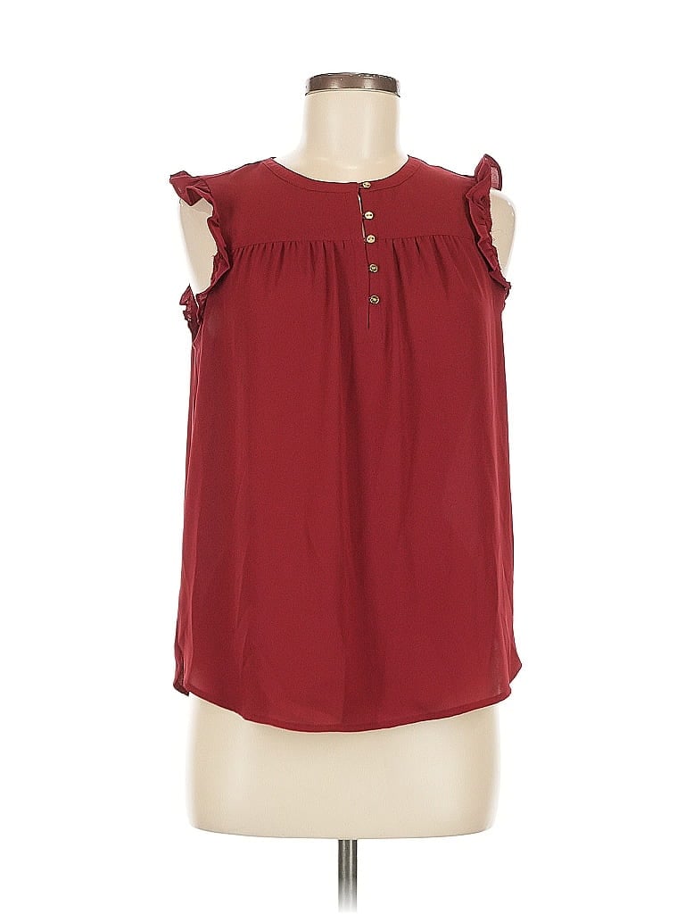 Pre-owned Ann Taylor Loft Sleeveless Blouse In Burgundy