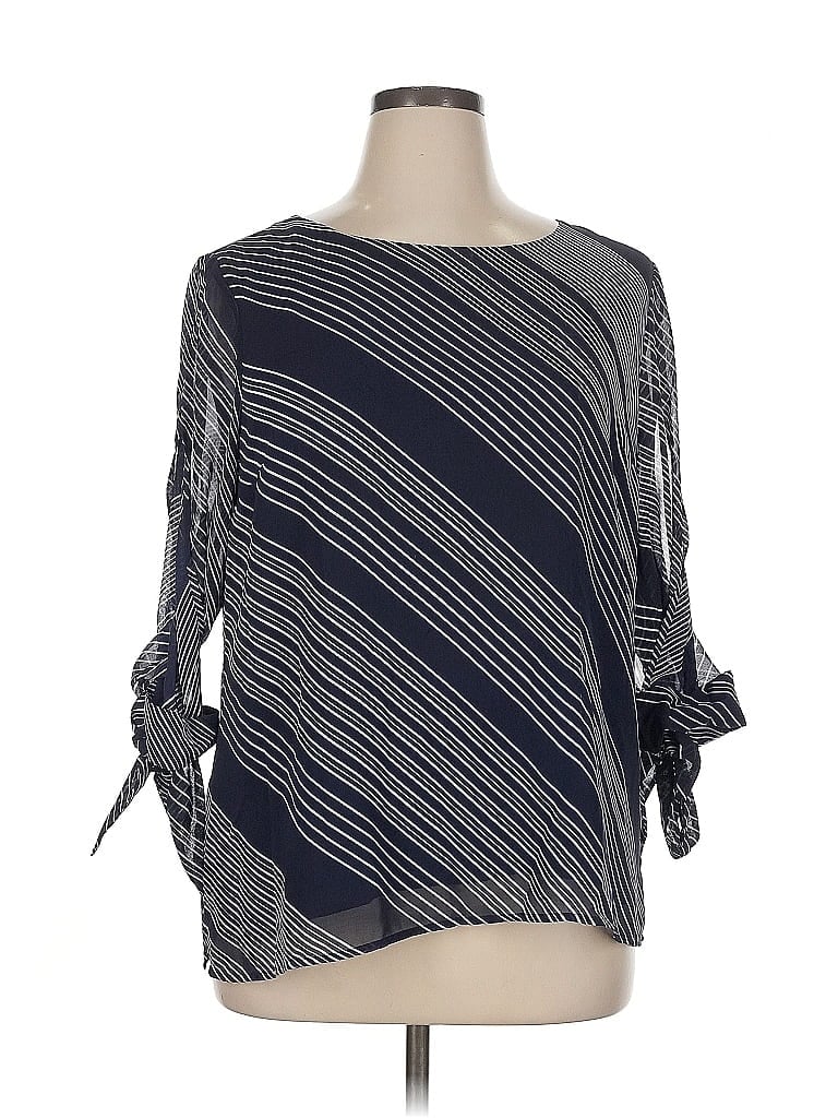 Pre-owned Pale Sky 3/4 Sleeve Blouse In Gray