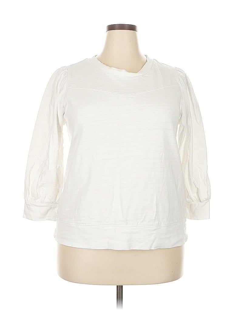 Pre-owned Ann Taylor Loft 3/4 Sleeve T-shirt In White