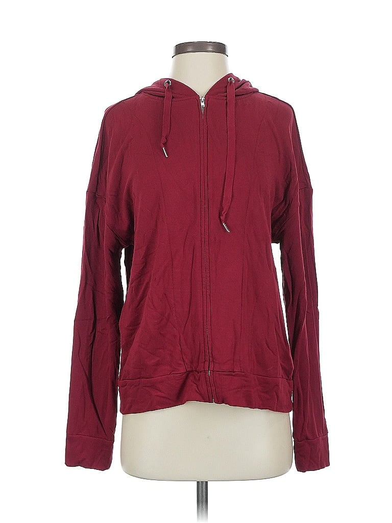 Pre-owned Assorted Brands Zip Up Hoodie In Burgundy