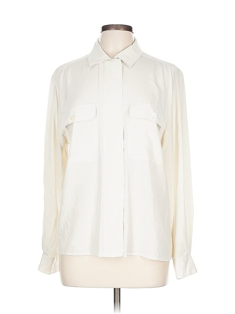 Pre-owned Jones New York Long Sleeve Blouse In White
