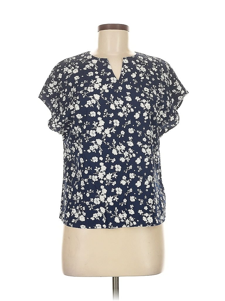 EMERY ROSE Pre-owned Short Sleeve Henley Shirt In Blue