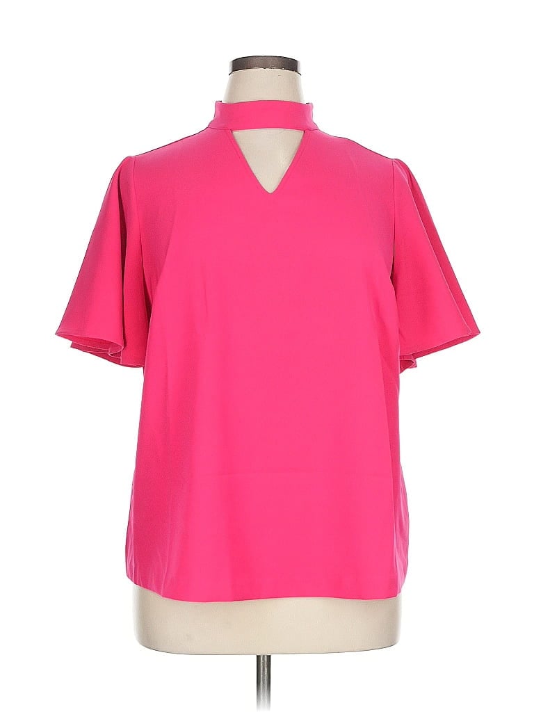 Pre-owned Lane Bryant Short Sleeve Blouse In Pink
