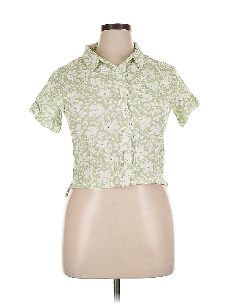 Pre-owned Rsq Short Sleeve Blouse In Green