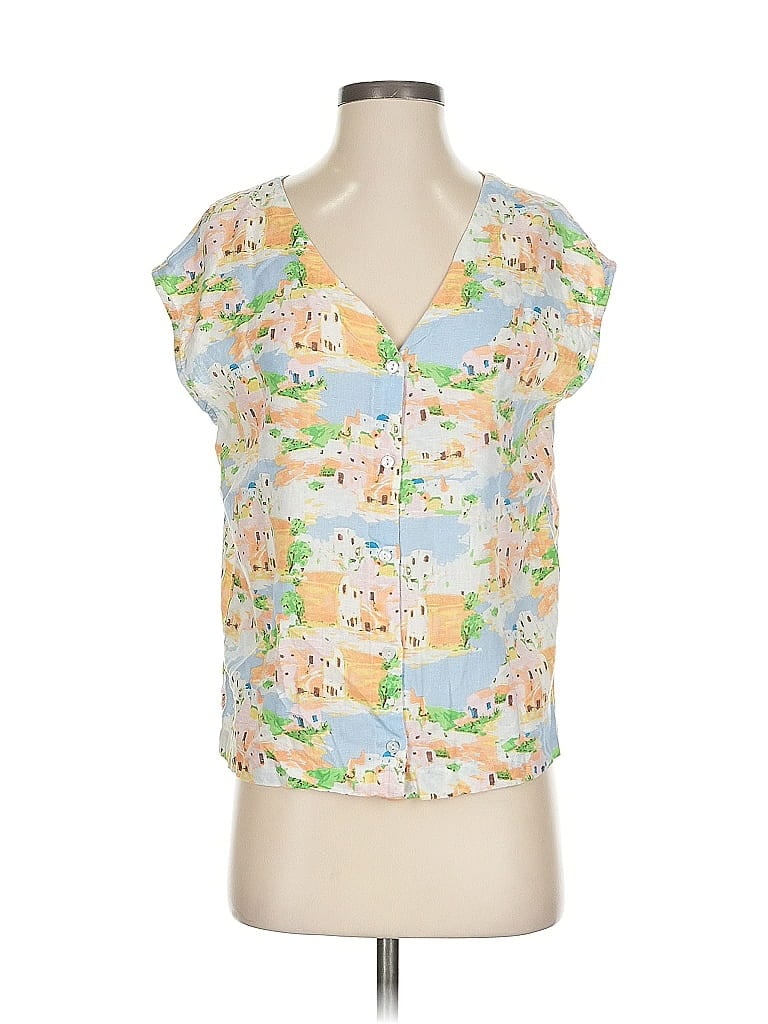 Pre-owned Cynthia Rowley Tjx Short Sleeve Blouse In Yellow