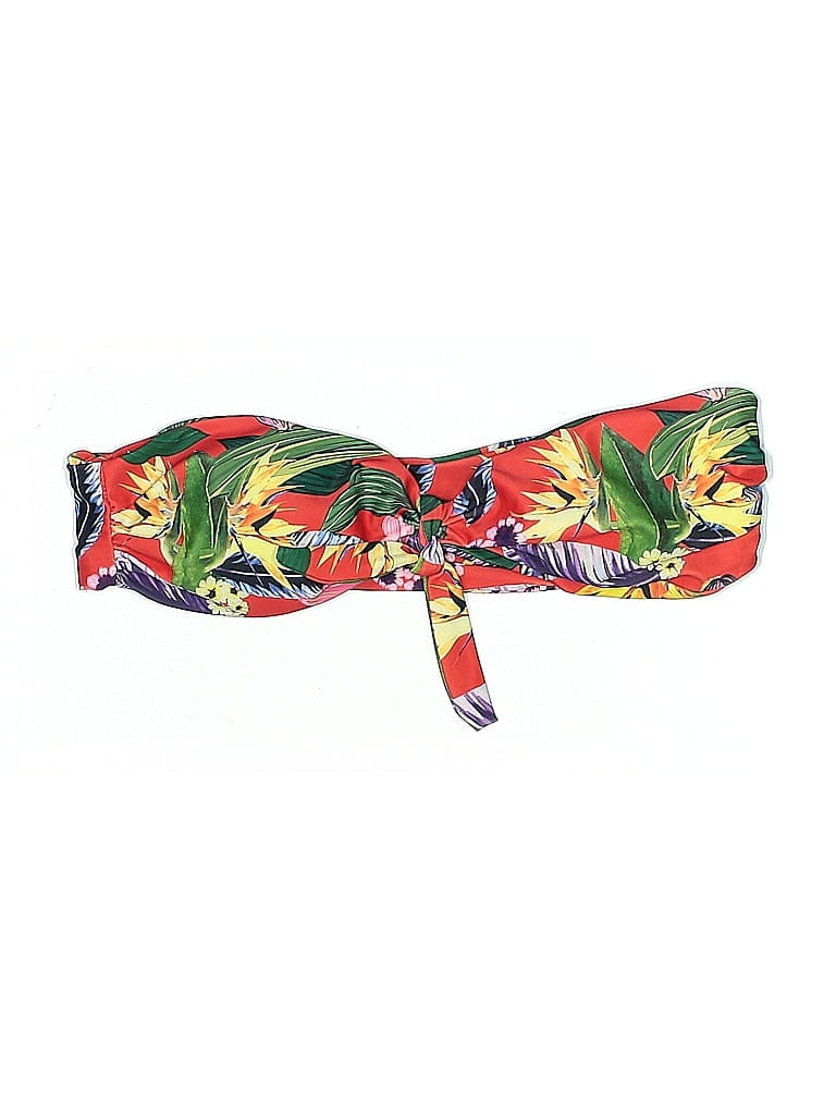Click to view more detailed imagery on our partner's website Pre-owned Unbranded Swimsuit Top Red Tropical Pattern Swimwear