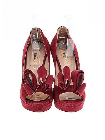 Valentino Suede Couture Bow Peep Toe Pumps (view 2)