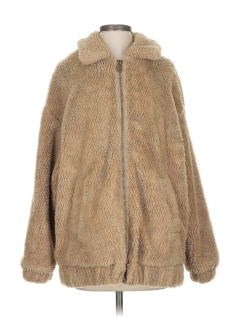 Pre-owned Urban Outfitters Faux Fur Jacket In Brown