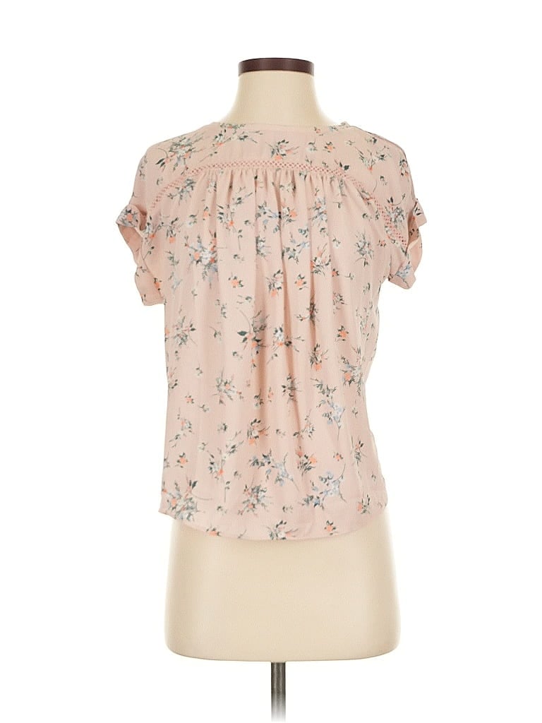 Pre-owned Ann Taylor Loft Short Sleeve Blouse In Pink