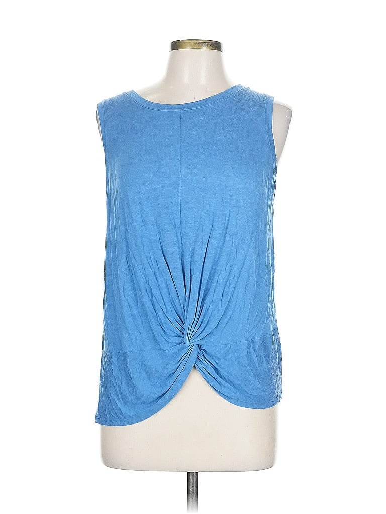 Click to view more detailed imagery on our partner's website Pre-owned Madison Sleeveless Top Blue Keyhole Neckline Tops