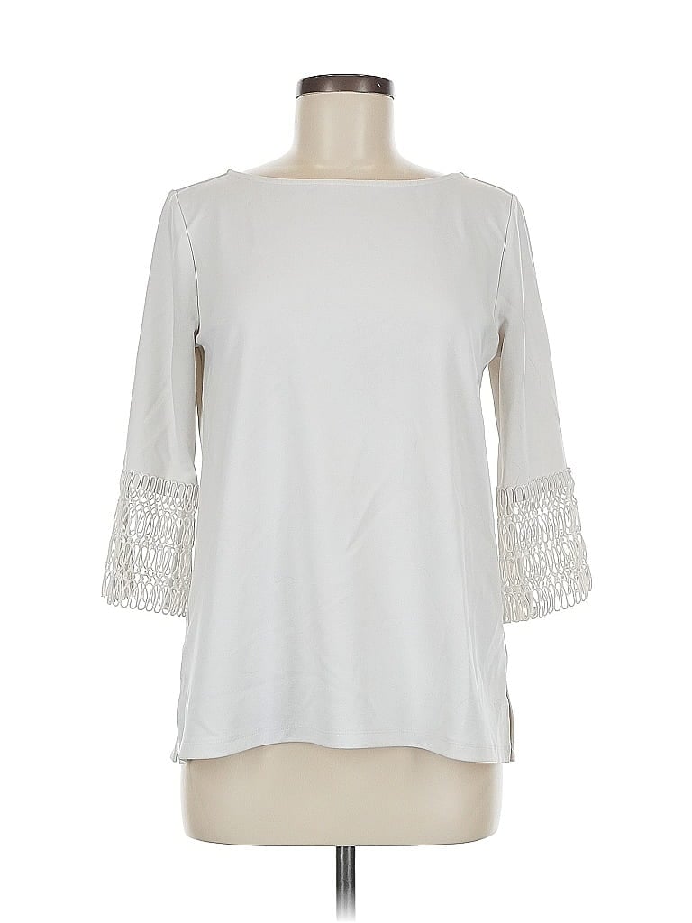 Pre-owned Ann Taylor Factory 3/4 Sleeve Top White Boatneck Tops