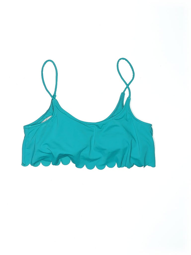 Pre-owned Boohoo Swimsuit Top Teal Swimwear In Blue