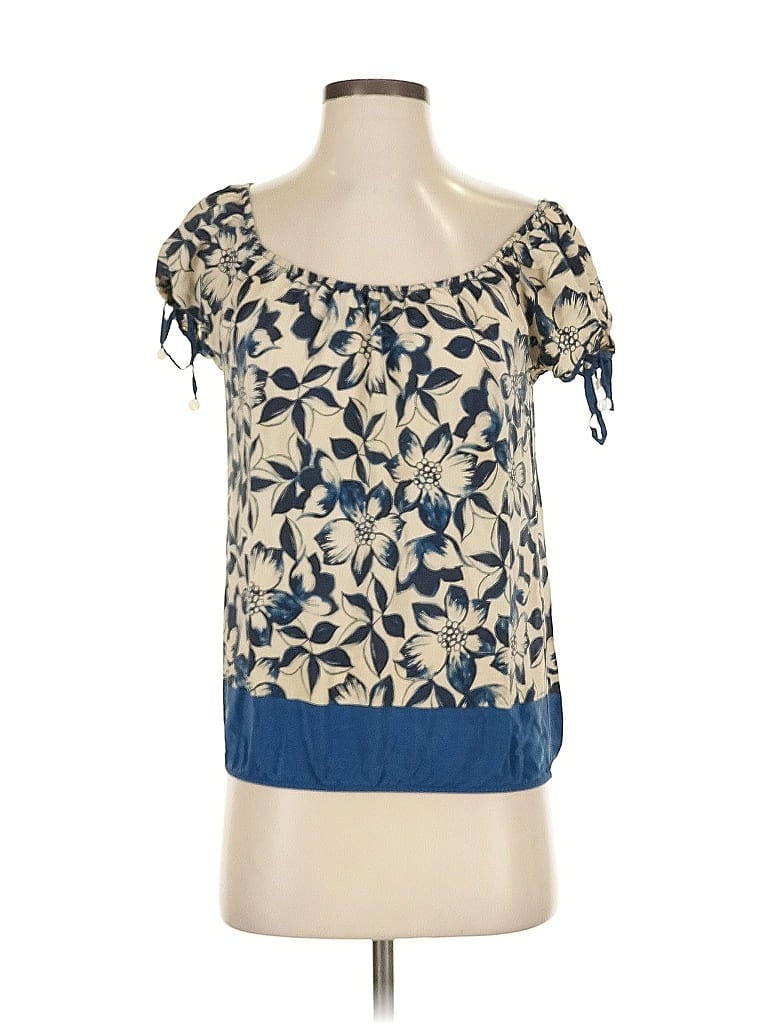 Pre-owned Karen Kane Short Sleeve Blouse In Blue