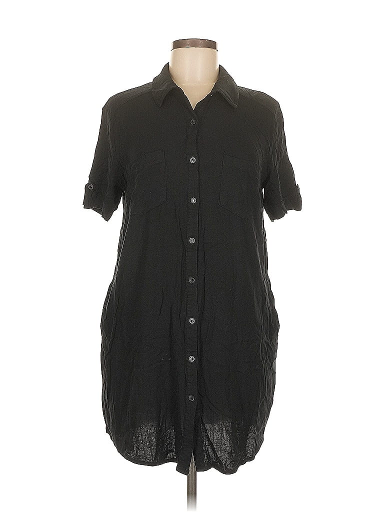 Pre-owned Lulus 3/4 Sleeve Button Down Shirt In Black