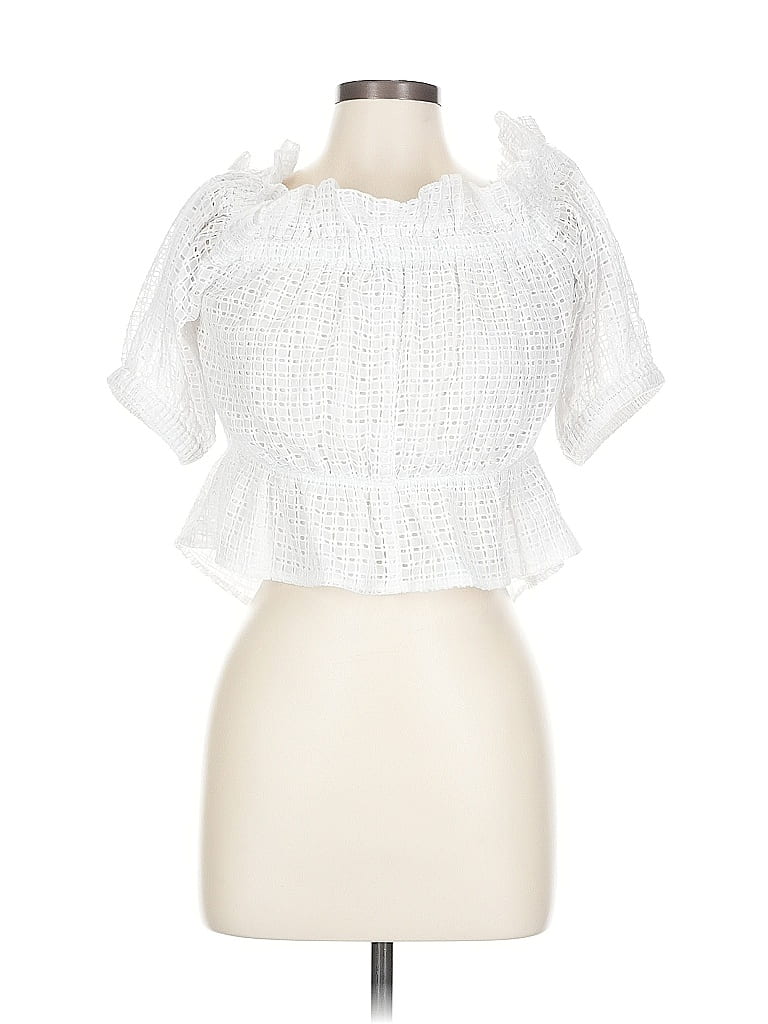 Pre-owned Express Short Sleeve Blouse In White