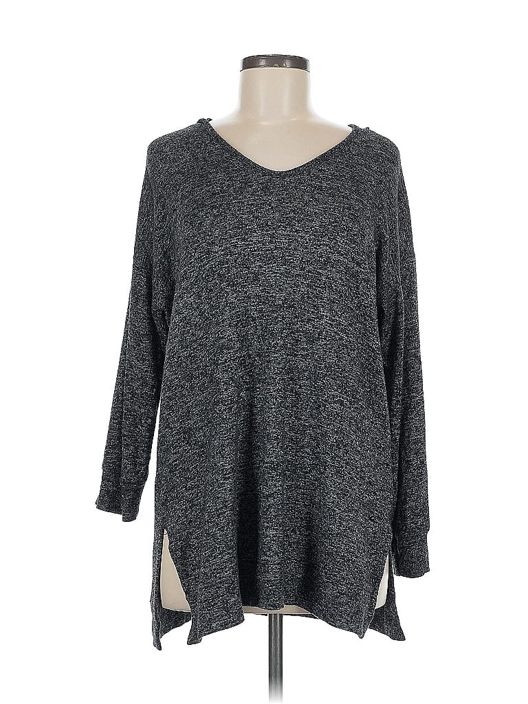 Pre-owned Soft Surroundings Long Sleeve Top Gray V Neck Tops