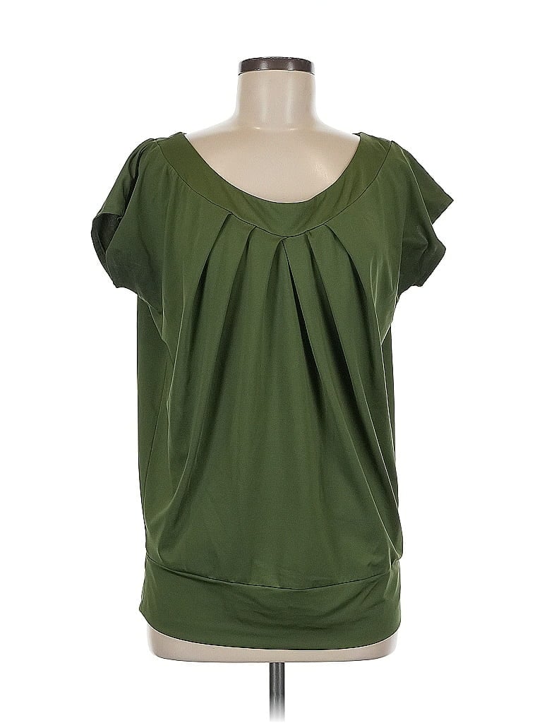 Pre-owned New York And Company Short Sleeve Blouse In Green