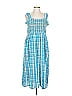 Nicholas 100% Cotton Checkered-gingham Blue Casual Dress Size 12 - photo 1