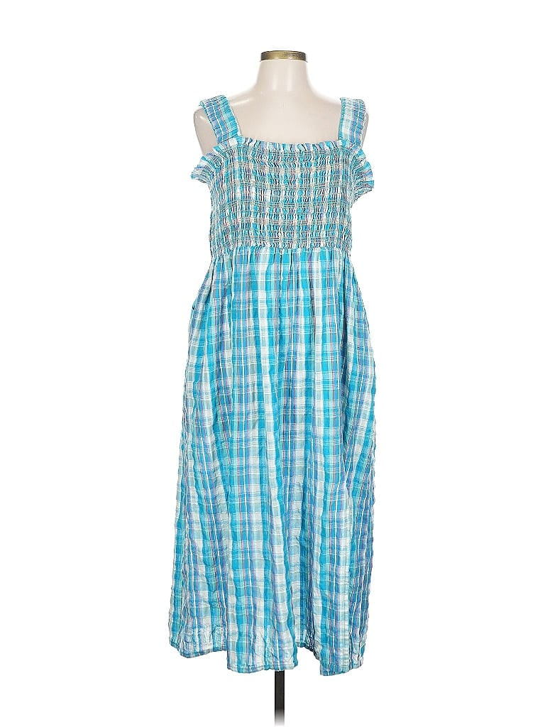 Nicholas 100% Cotton Checkered-gingham Blue Casual Dress Size 12 - photo 1