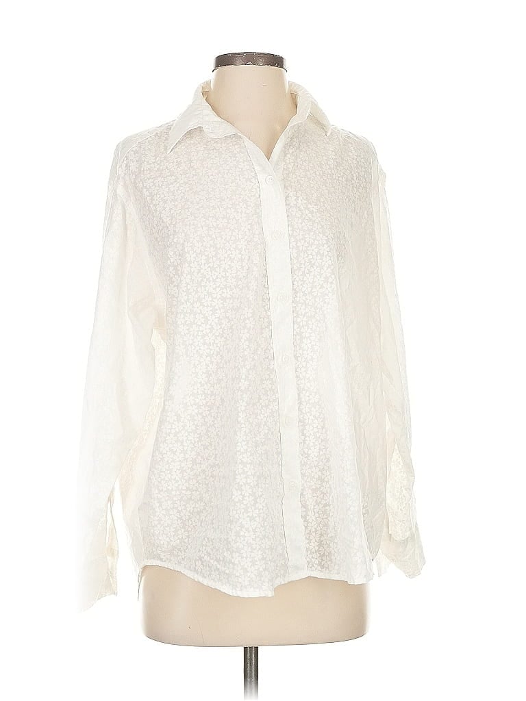 Pre-owned Gap Long Sleeve Blouse In White