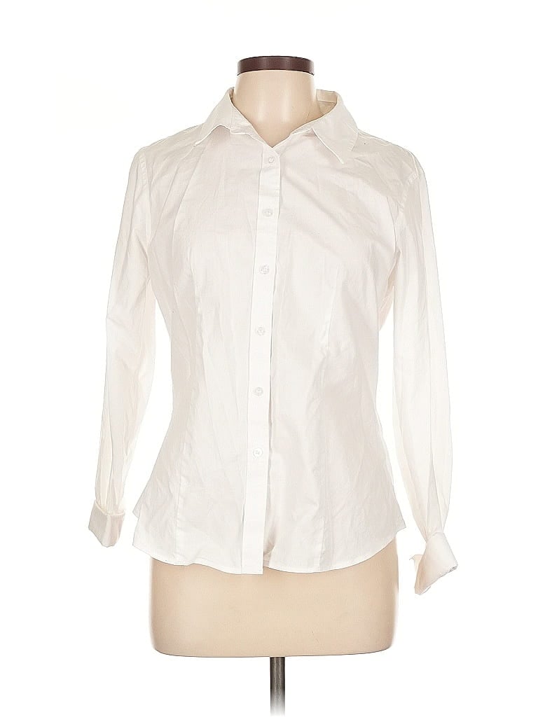 Pre-owned Calvin Klein Long Sleeve Blouse In White