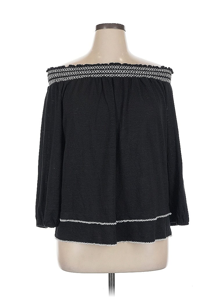 Pre-owned White House Black Market 3/4 Sleeve Blouse In Black