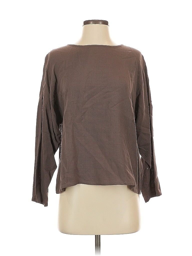 Pre-owned Eileen Fisher 3/4 Sleeve T-shirt In Brown