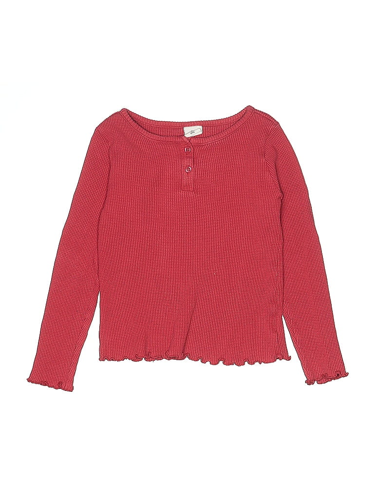 Pre-owned Baby Gap Kids' Long Sleeve Top Red Ruffles Neckline Tops