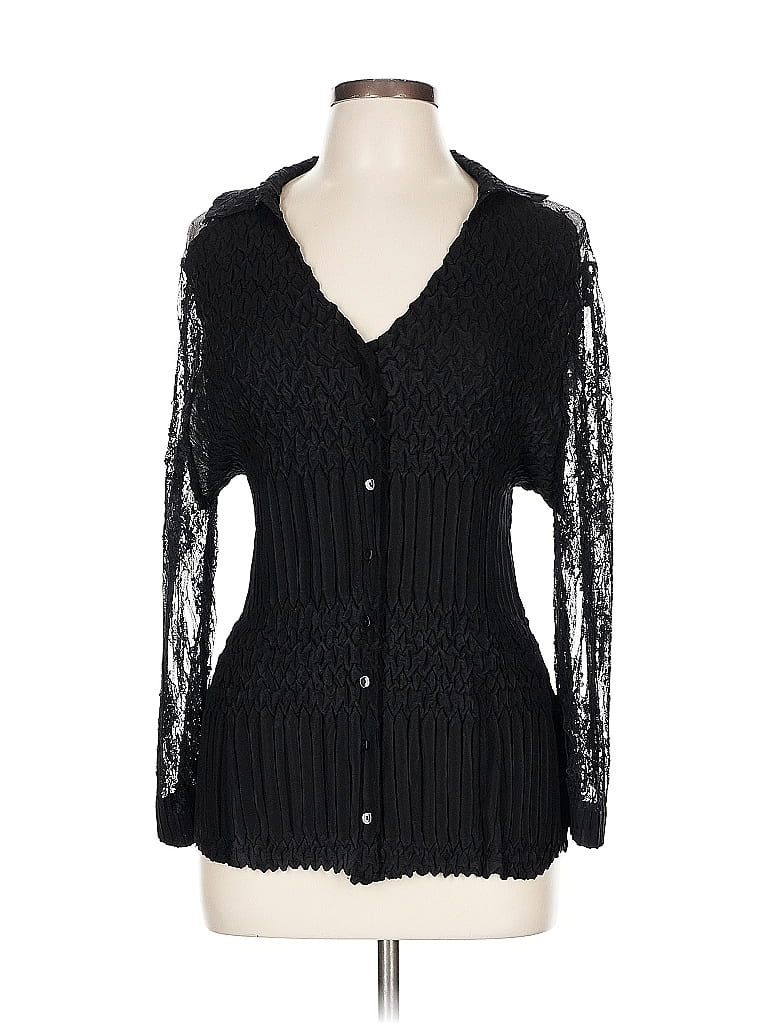 Pre-owned Komarov 3/4 Sleeve Top Black Sweetheart Neckline Tops