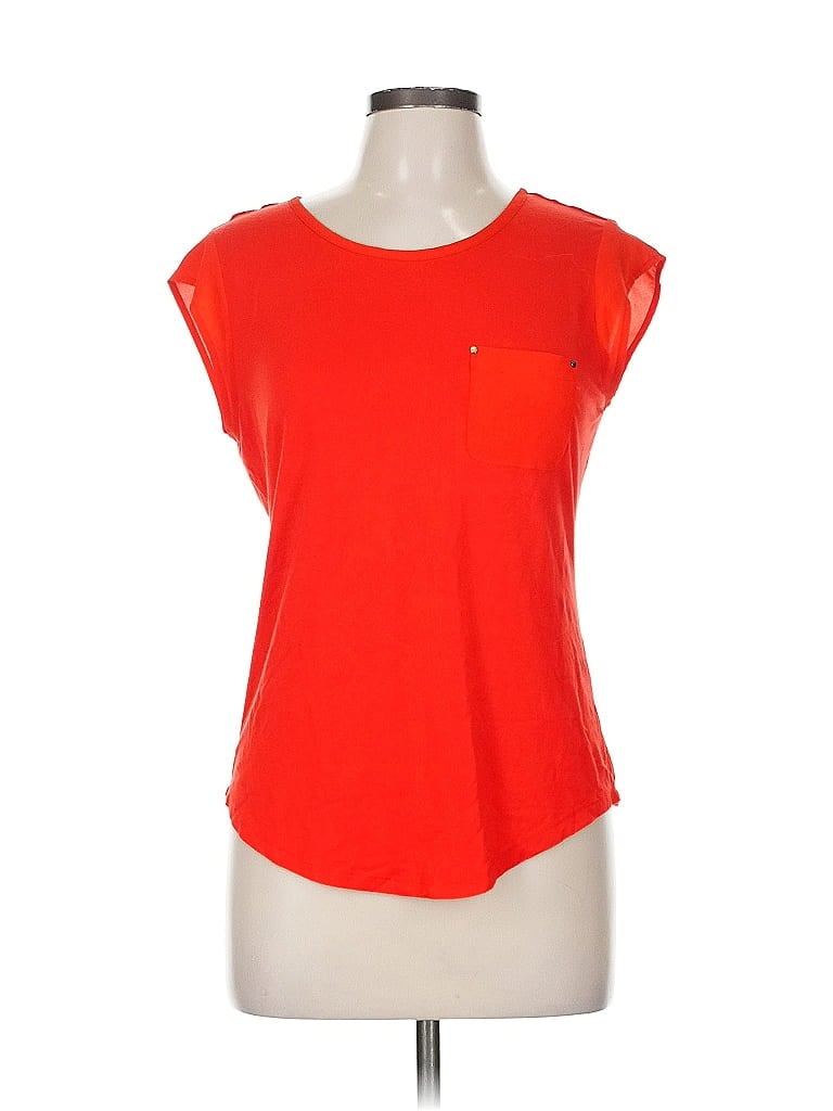 Click to view more detailed imagery on our partner's website Pre-owned Calvin Klein Short Sleeve Top Orange Scoop Neck Tops