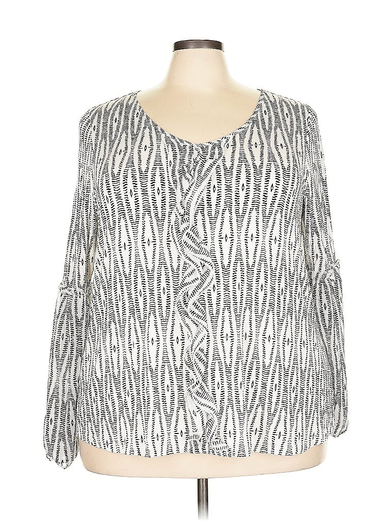 Pre-owned Lane Bryant Long Sleeve Blouse In Black