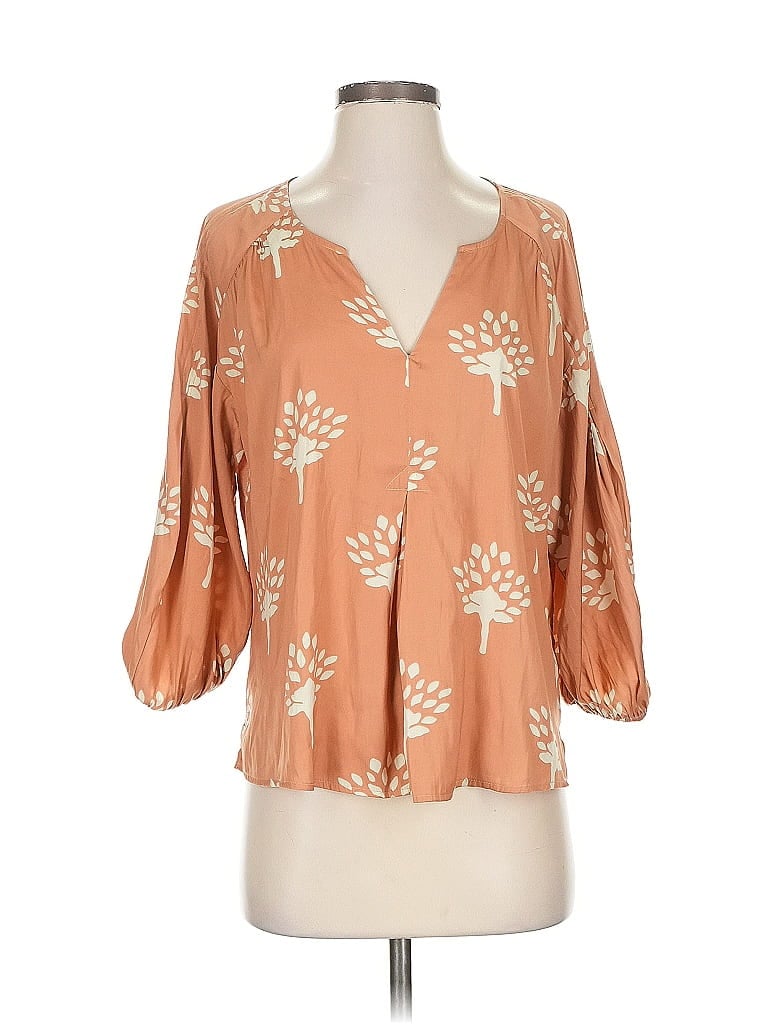 Pre-owned Left Coast By Dolan 3/4 Sleeve Blouse In Brown