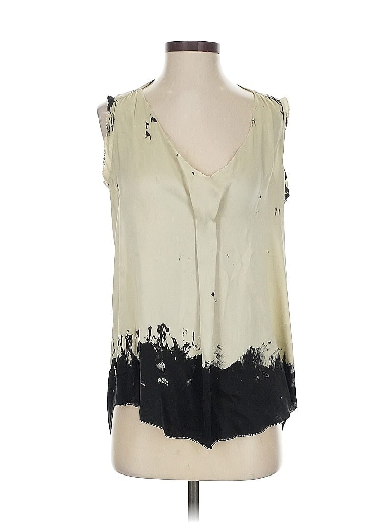 Pre-owned Go By Go Silk Sleeveless Silk Top Green Plunge Neckline Tops
