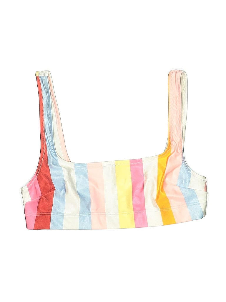 Pre-owned H&m Swimsuit Top White Stripes Pattern Swimwear