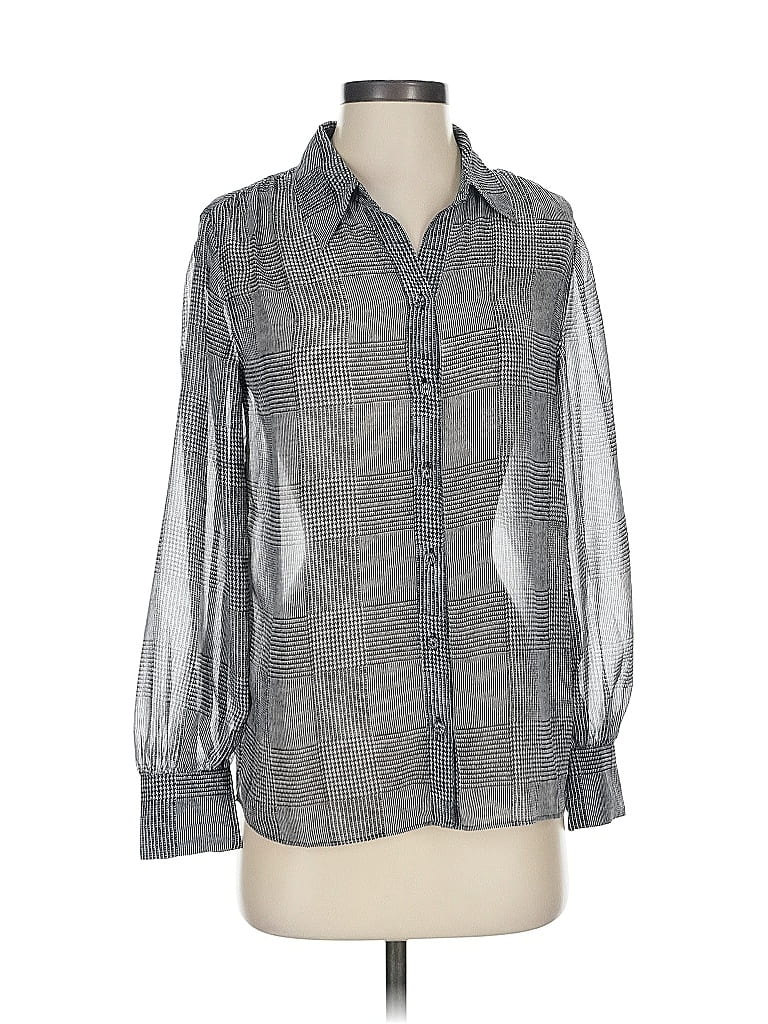 Pre-owned White House Black Market Long Sleeve Blouse In Gray