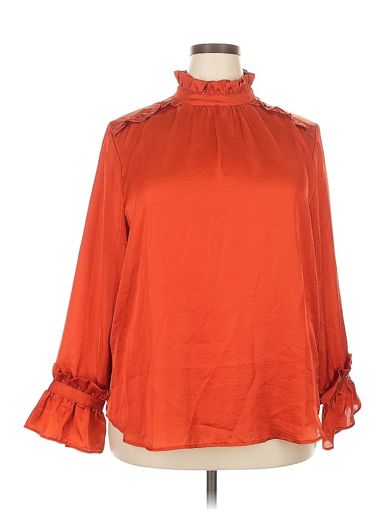 Pre-owned Ann Taylor 3/4 Sleeve Blouse In Orange