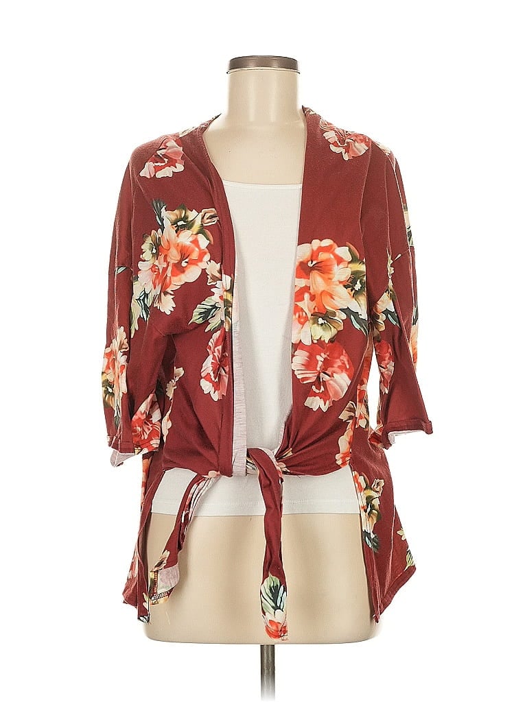 Pre-owned Unbranded Kimono In Burgundy