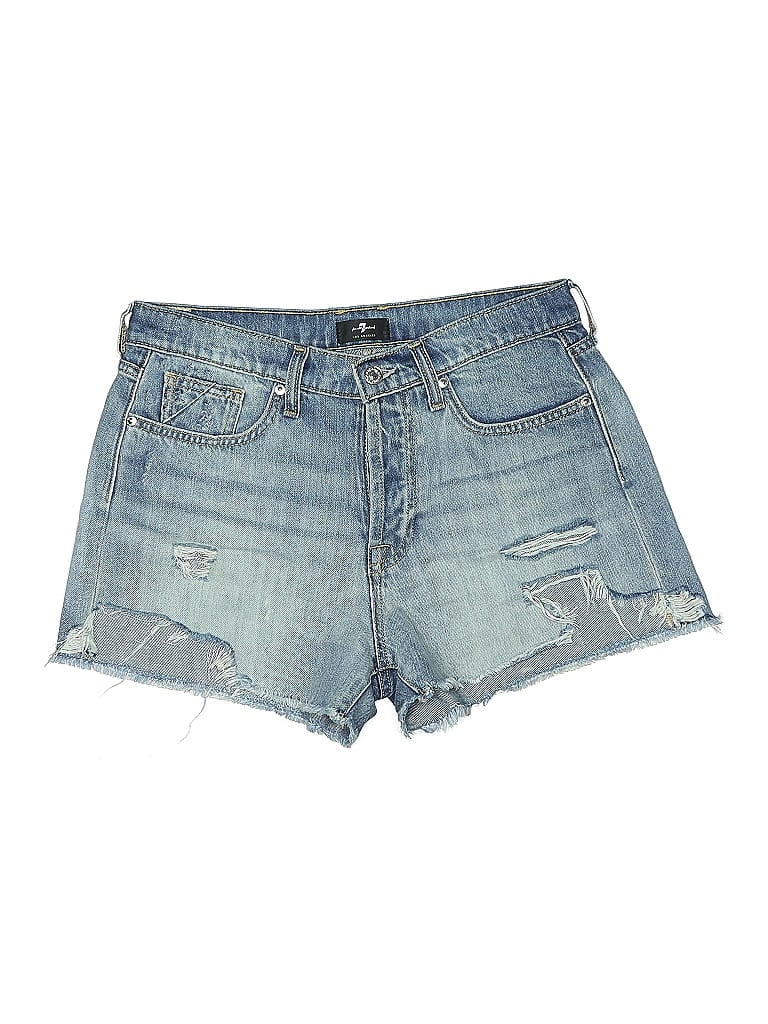 Pre-owned 7 For All Mankind Denim Shorts In Blue