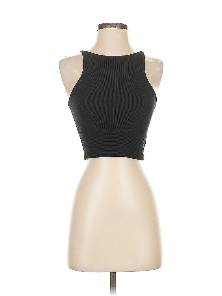 Pre-owned Olivaceous Tank Top Black Halter Neckline Tops