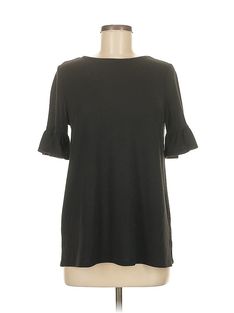 Click to view more detailed imagery on our partner's website Pre-owned Ann Taylor Loft Short Sleeve Top Black Keyhole Neckline Tops