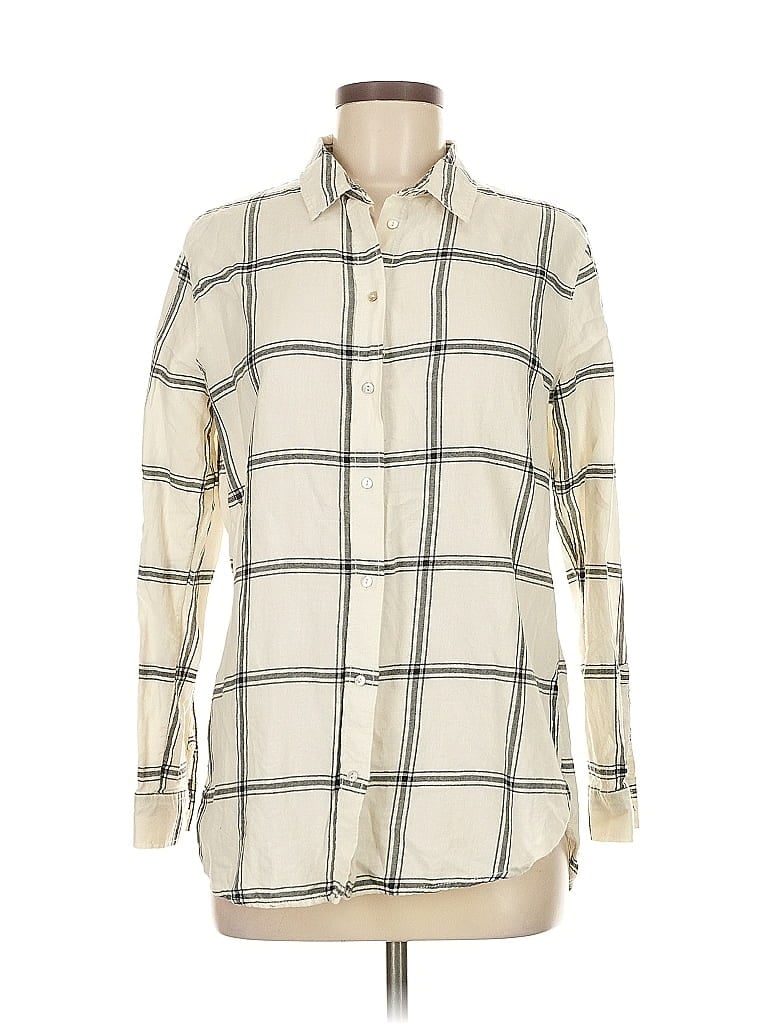 Pre-owned H&m Long Sleeve Button Down Shirt In White